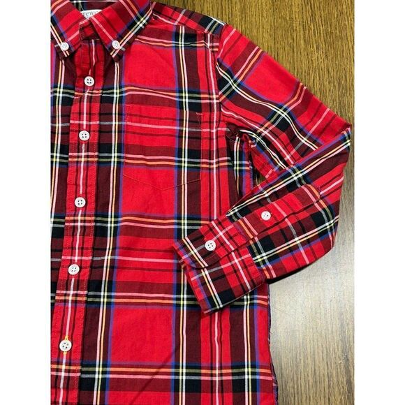 Crewcuts J Crew Everyday Boys Button-Up Shirt Red Black Blue Flannel Kids Sz 4/5 - Picture 3 of 8